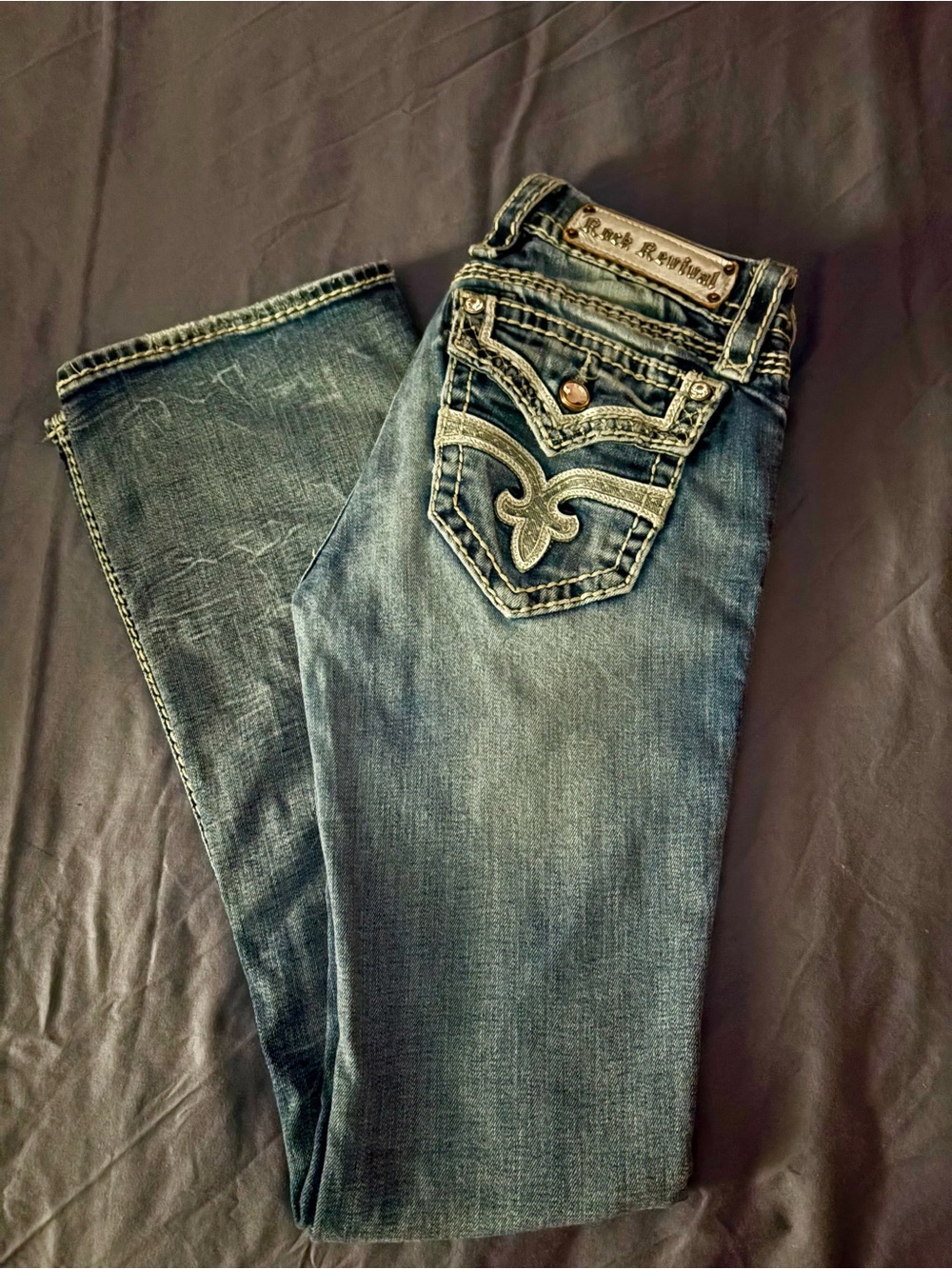 Rock Revival Women's Lilly Boot Cut Jeans with Embroidered Back Pockets 26